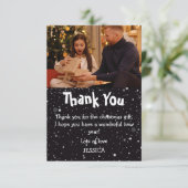 かわいいキッズスノー写真クリスマス サンキューカード (スタンド正面)