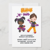 かわいいキッズスライムパーティー誕生日写真 招待状 (正面)