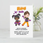 かわいいキッズスライムパーティー誕生日写真 招待状 (スタンド正面)