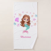 かわいいキッズダークヘアマーメイド バスタオル (バスタオル)