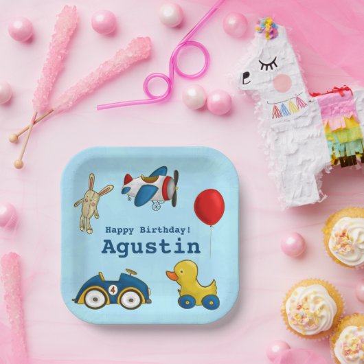 かわいいキッズトイズハッピーバースデー ペーパープレート (パーティー)