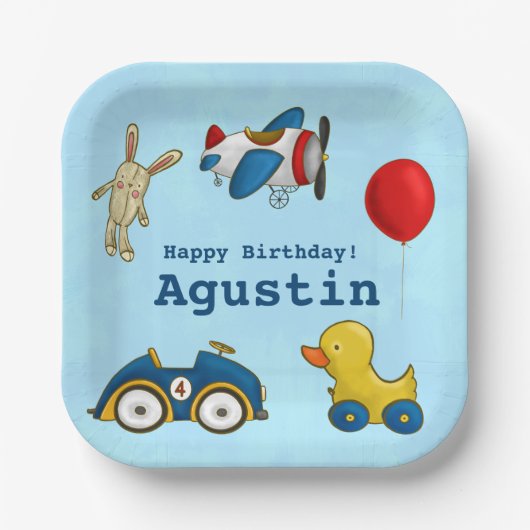 かわいいキッズトイズハッピーバースデー ペーパープレート (正面)