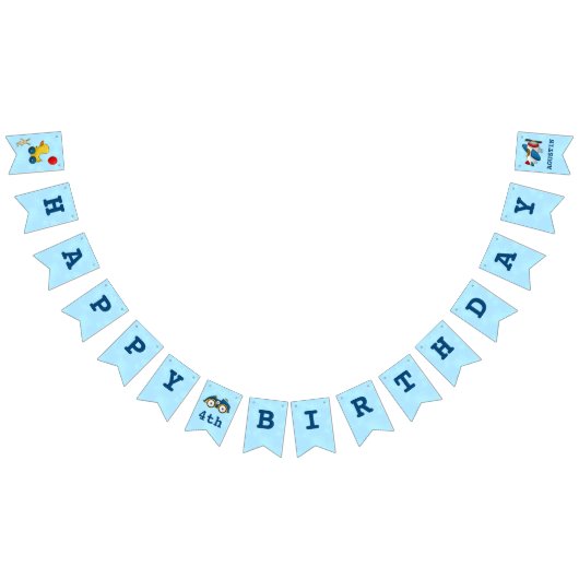 かわいいキッズトイハッピー4th誕生日パーティー バンティングフラッグ (全)