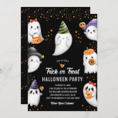 かわいいキッズトリックまたはトリートパーティの招待状 招待状 (正面/裏面)