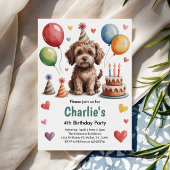 かわいいキッズドッグ4th誕生日パーティー 招待状