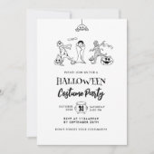 かわいいキッズドードルハロウィーンの衣装パーティー 招待状 (正面)