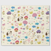 かわいいキッズドードルパターン ラッピングペーパー (フラット)