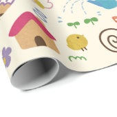 かわいいキッズドードルパターン ラッピングペーパー (ロールコーナー)