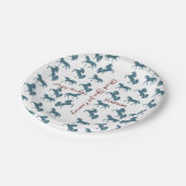 かわいいキッズネーム誕生日ブルーユニコーンパターン ペーパープレート (アングル)