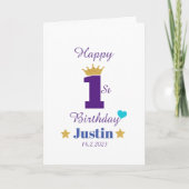 かわいいキッズハッピー1歳の誕生日あいさつカスタムつ カード (正面)