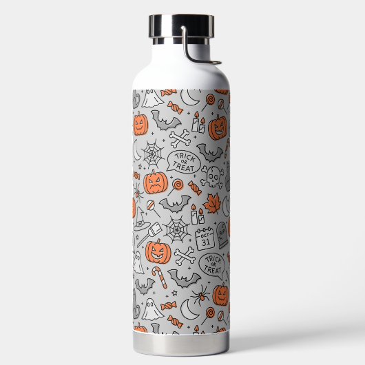 かわいいキッズハロウィンドールパターン ウォーターボトル (左面)