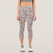 かわいいキッズハロウィンドールパターン カプリレギンス (正面)