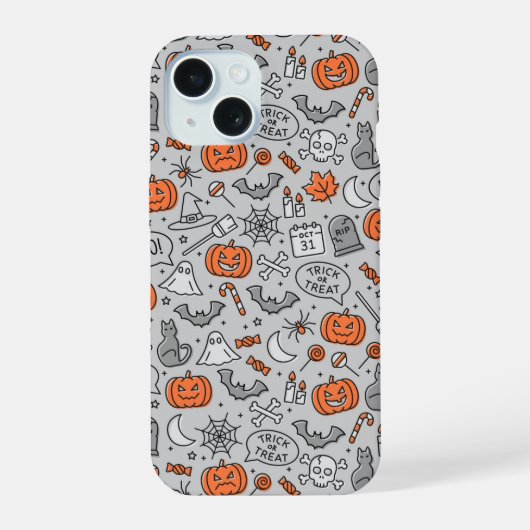 かわいいキッズハロウィンドールパターン iPhone 15ケース (裏面)