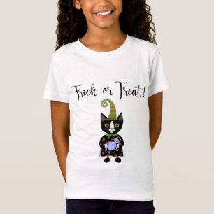 かわいいキッズハロウィンブラックキャット Tシャツ