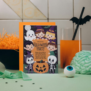 かわいいキッズハロウィーンの衣装パーティの招待状 シーズンカード