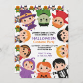 かわいいキッズハロウィーンの衣装パーティの招待状 招待状 (正面/裏面)