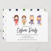 かわいいキッズハロウィーンの衣装パーティの招待状 招待状 (正面/裏面)