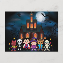 かわいいキッズハロウィーンの衣装パーティー シーズンポストカード