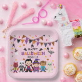 かわいいキッズハロウィーンの衣装パーティー ペーパープレート (パーティー)