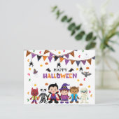かわいいキッズハロウィーンの衣装パーティー ポストカード (スタンド正面)