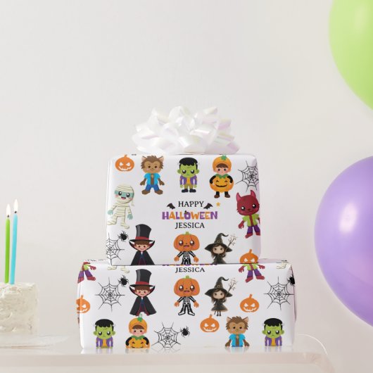 かわいいキッズハロウィーンの衣装パーティー ラッピングペーパー (パーティーギフト)