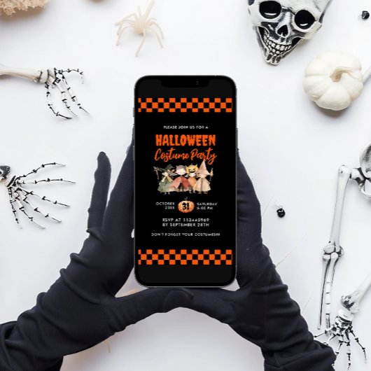 かわいいキッズハロウィーンの衣装パーティー 招待状