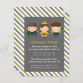 かわいいキッズハロウィーンバースデーパーティ招待状 招待状 (正面/裏面)