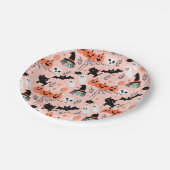 かわいいキッズハロウィーンパターンピンク ペーパープレート (アングル)