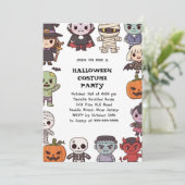 かわいいキッズハロウィーン招待状テンプレート | 漫画 招待状 (スタンド正面)