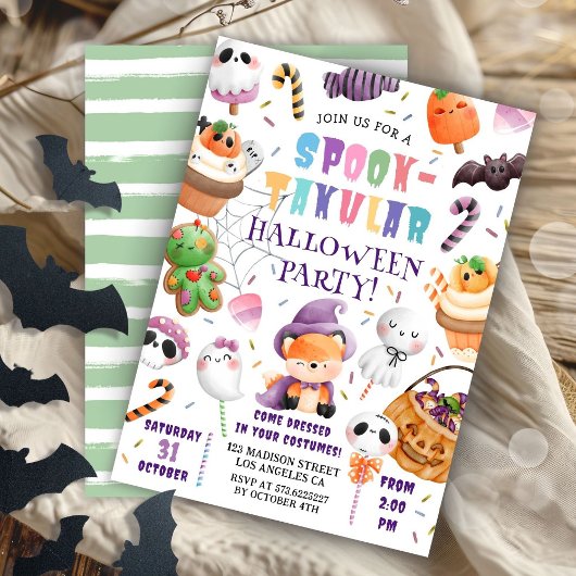 かわいいキッズハロウィーン衣装パーティー水色 招待状