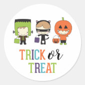 かわいいキッズハロウィーン誕生日トリックまたはトリートパーティー ラウンドシール (正面)