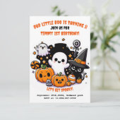 かわいいキッズハロウィーン1歳の誕生日招待状 招待状 (スタンド正面)