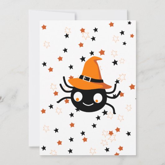 かわいいキッズハローウィンパーティブラックオレンジ 招待状 (裏面)