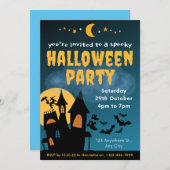 かわいいキッズハローウィンパーティ 招待状 (正面/裏面)