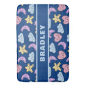 かわいいキッズハートスタームーンブルーベビー バスマット (正面縦)