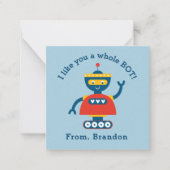 かわいいキッズバレンタインデーロボットノートカード ノートカード (正面)