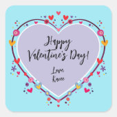 かわいいキッズバレンタインハート スクエアシール (正面)