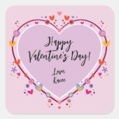 かわいいキッズバレンタインハート スクエアシール (正面)