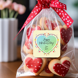 かわいいキッズバレンタインハート スクエアシール