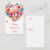 かわいいキッズバレンタインベア ノートカード (正面/裏面)