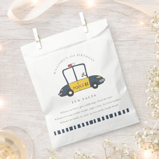 かわいいキッズパトカー任意の年齢の誕生日おもしろい事実 フェイバーバッグ (クリップ留めされた状態)