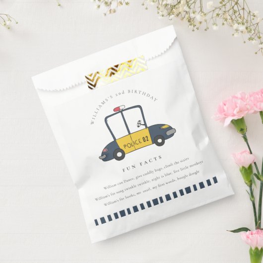 かわいいキッズパトカー任意の年齢の誕生日おもしろい事実 フェイバーバッグ (封をした状態)