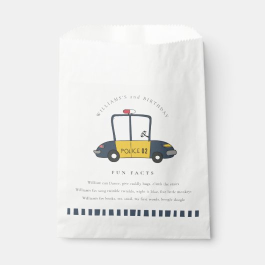 かわいいキッズパトカー任意の年齢の誕生日おもしろい事実 フェイバーバッグ (正面)