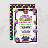 かわいいキッズパープルハロウィーン誕生日 (正面/裏面)