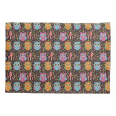 かわいいキッズパープルブルーオレンジフクロウ 枕カバー (裏面)