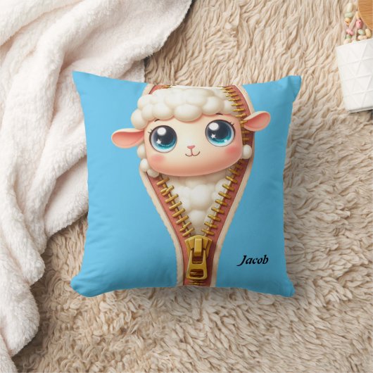 かわいいキッズヒツジ動物 クッション (ブランケット)