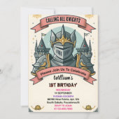 かわいいキッズヒーローボーイズガールズナイトに参加1st誕生日 招待状 (正面)