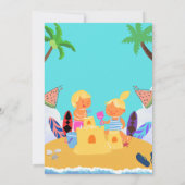 かわいいキッズビーチサマーパーティの招待状 | おもしろい砂 招待状 (裏面)