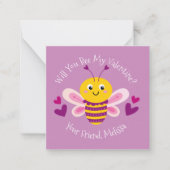 かわいいキッズビーバレンタインデー ノートカード (正面)