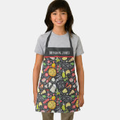 かわいいキッズピザベーキング追加の名前 エプロン (インサイチュ)